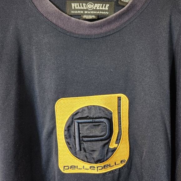 Vintage 90s Pelle Pelle 3XL $295 Navy Crewneck Sweatshirt Hip Hop Legend - Picture 2 of 11